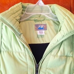 Green fleece lined hooded winter coat